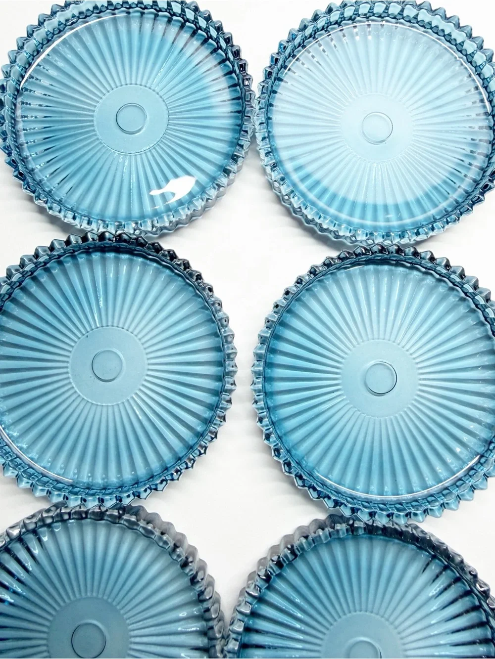 Blue Glass Textured Edge Coasters Set of 6